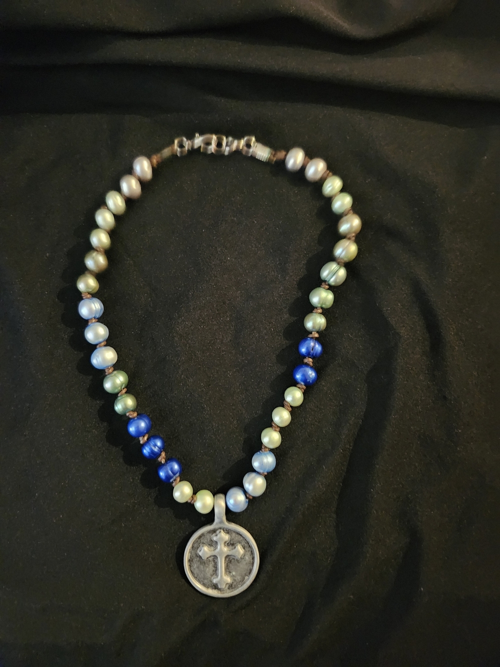 Fresh Water Pearls Cross Pendant Necklace - Women Jewelry
